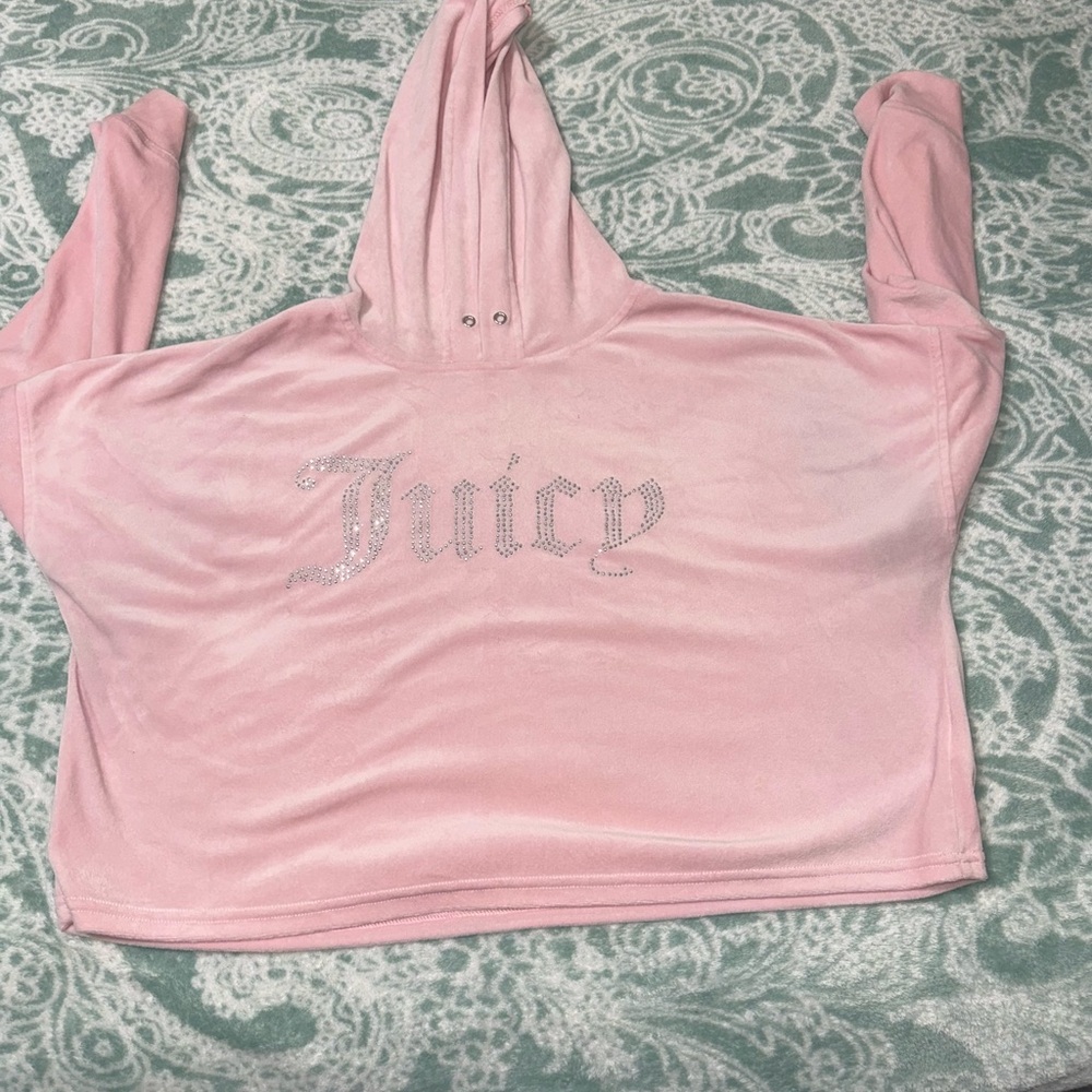 Juicy Couture Light Pink Hoodie with Rhinestone Logos
